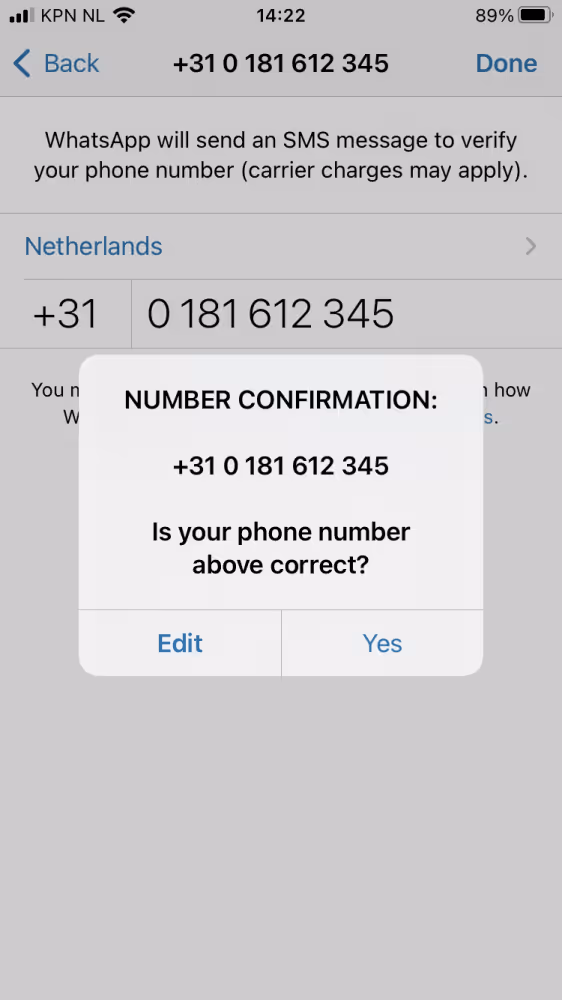Saisis ton numéro de téléphone fixe Whatsapp.
