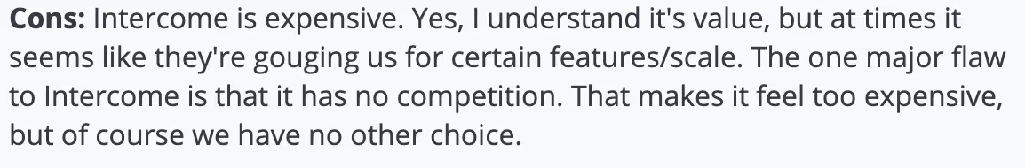 Review about Intercom pricing