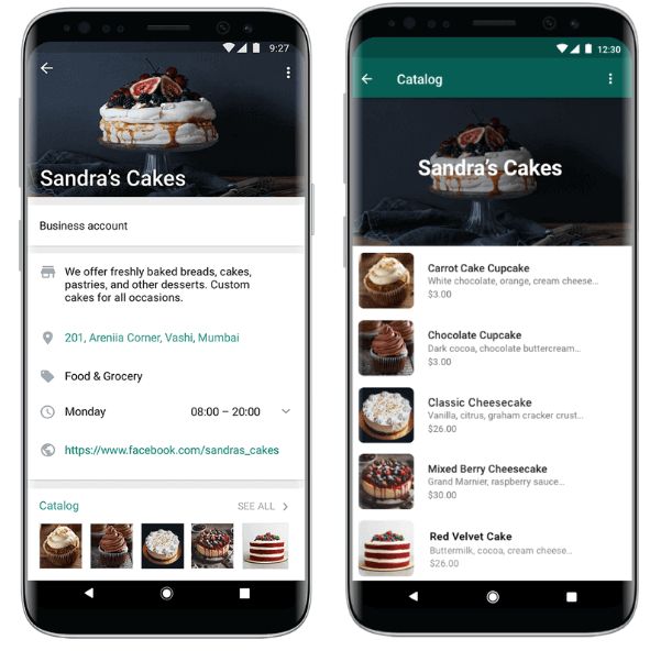Beispiel Kuchen WhatsApp Business Katalog