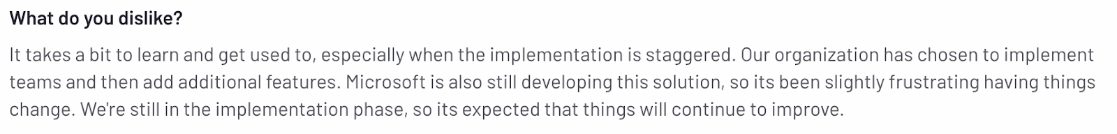 Eén recensie met een reden om een Microsoft Teams-alternatief te overwegen