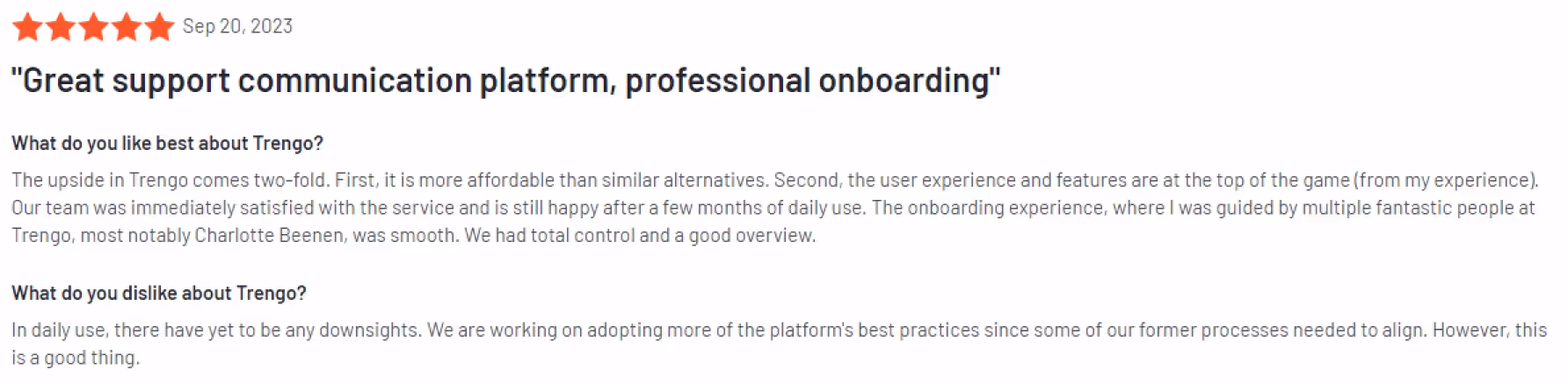 Trengo onboarding review
