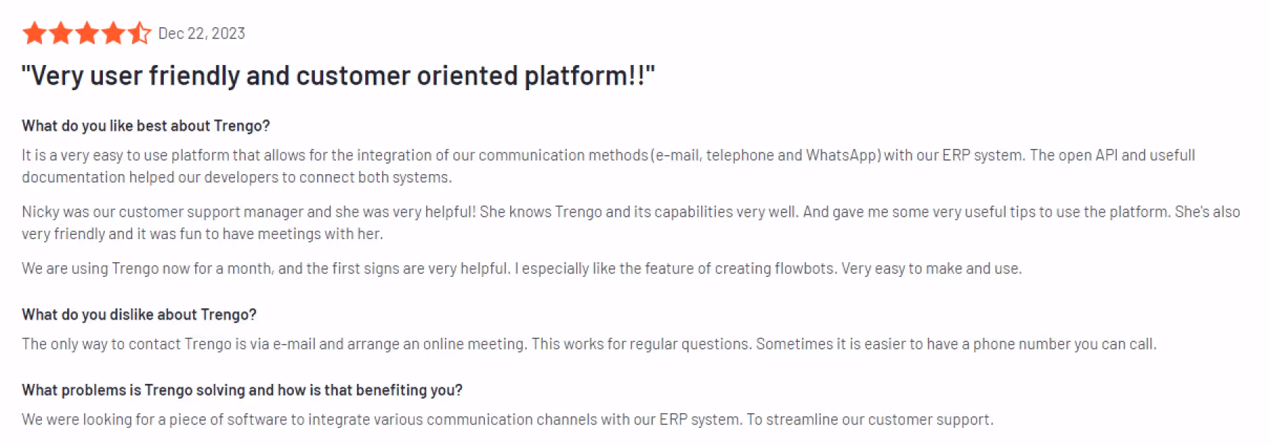 Trengo review positief