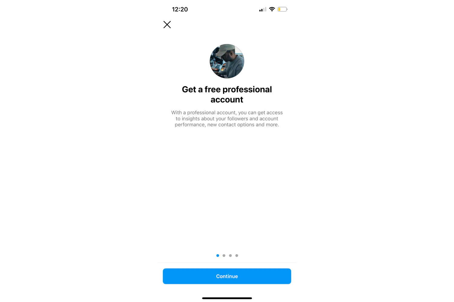 Screenshot showing how to switch Instagram business account in the Instagram app settings