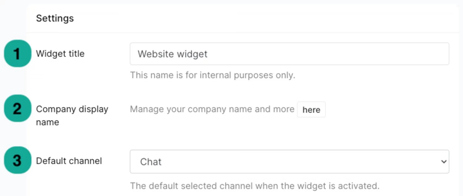 Website widget instellingen