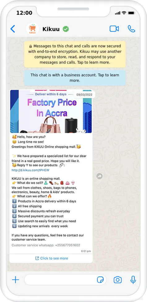 Bulk messages by Kikuu