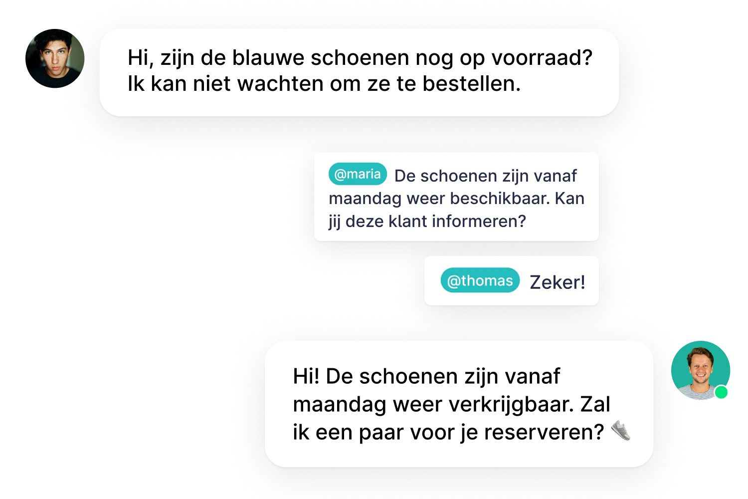 Met een collega een klantvraag beantwoorden via de WhatsApp Business API