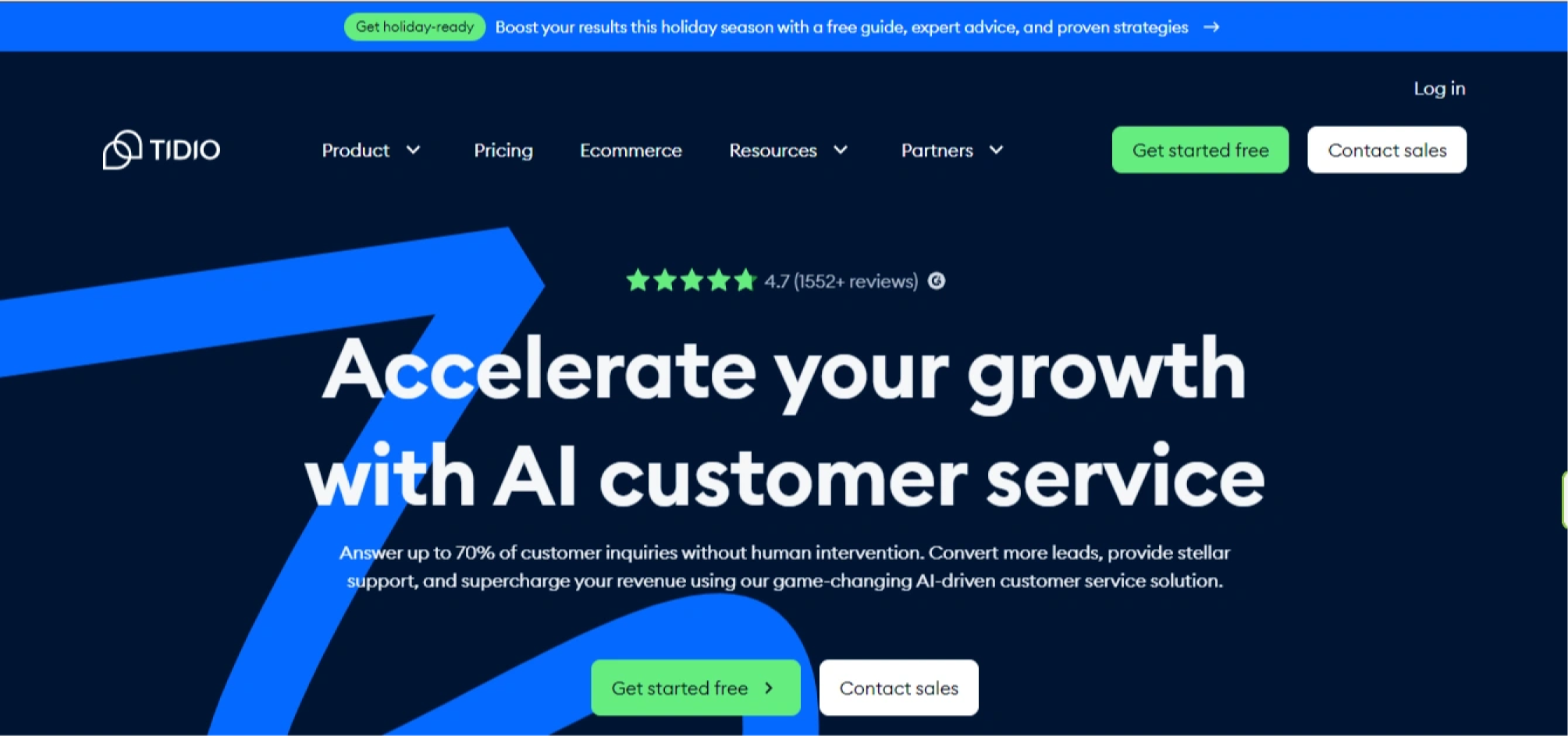 Tidio's AI customer service website, accelerate growth with AI.