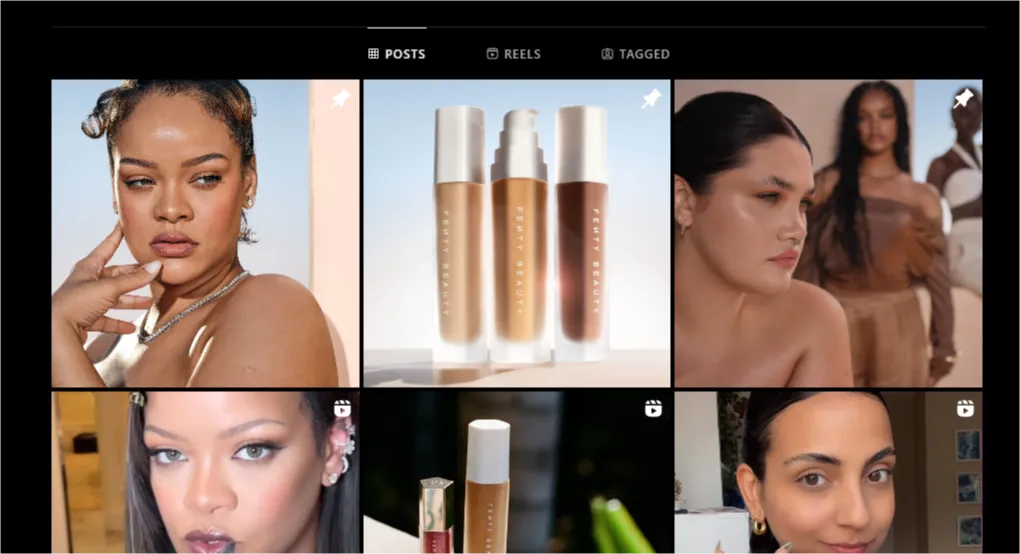 De Instagram-feed van Fenty Beauty in Meta Business Suite