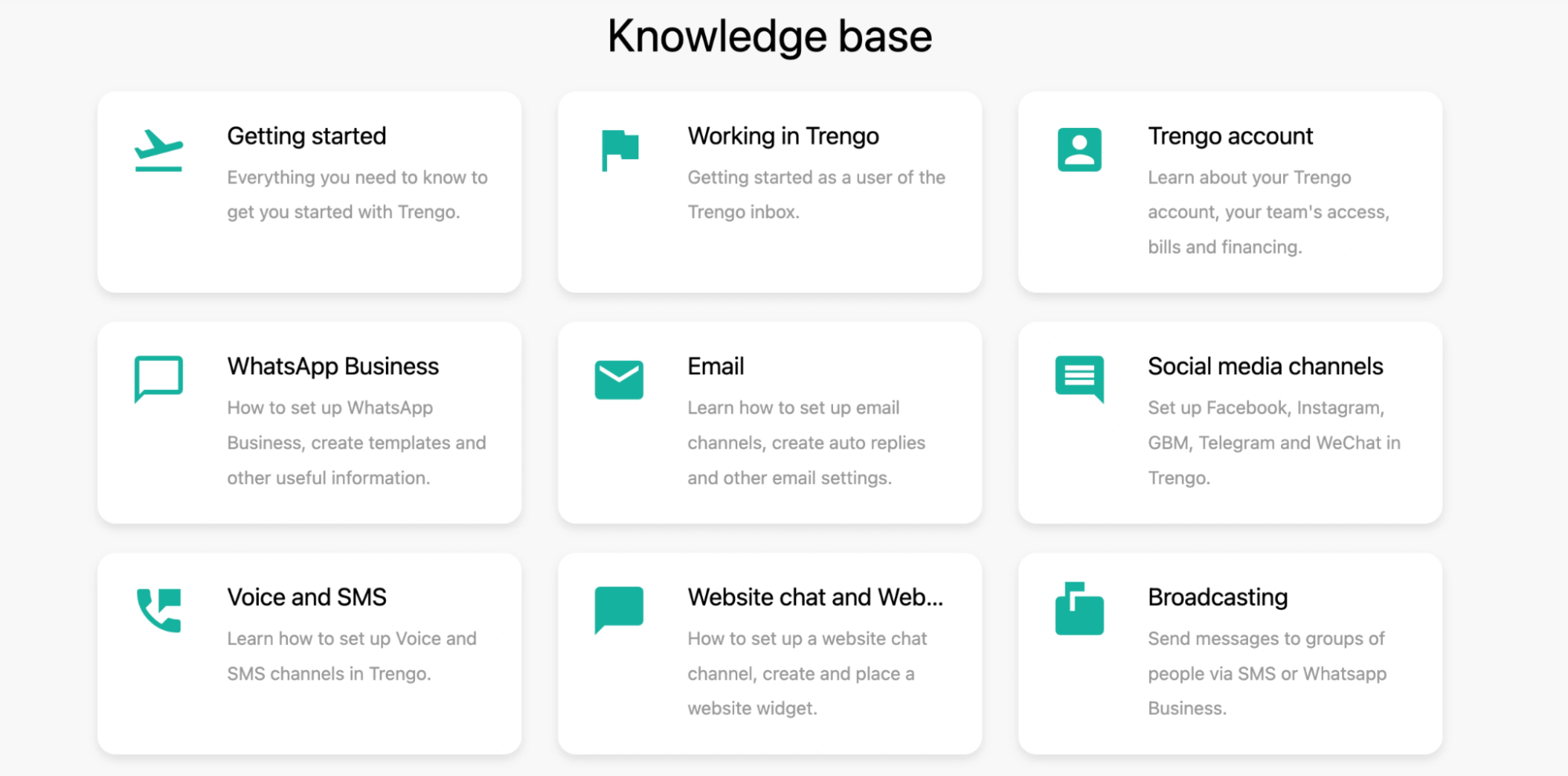 Trengo knowledge base for real-time customer support.