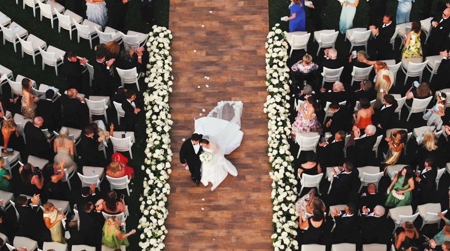 Bride and groom cuddling together