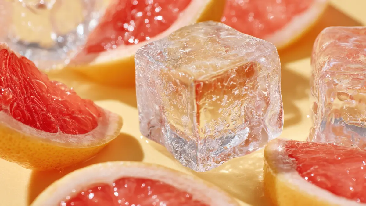 Izrezani komadi grejpa s ledom za mršavljenje