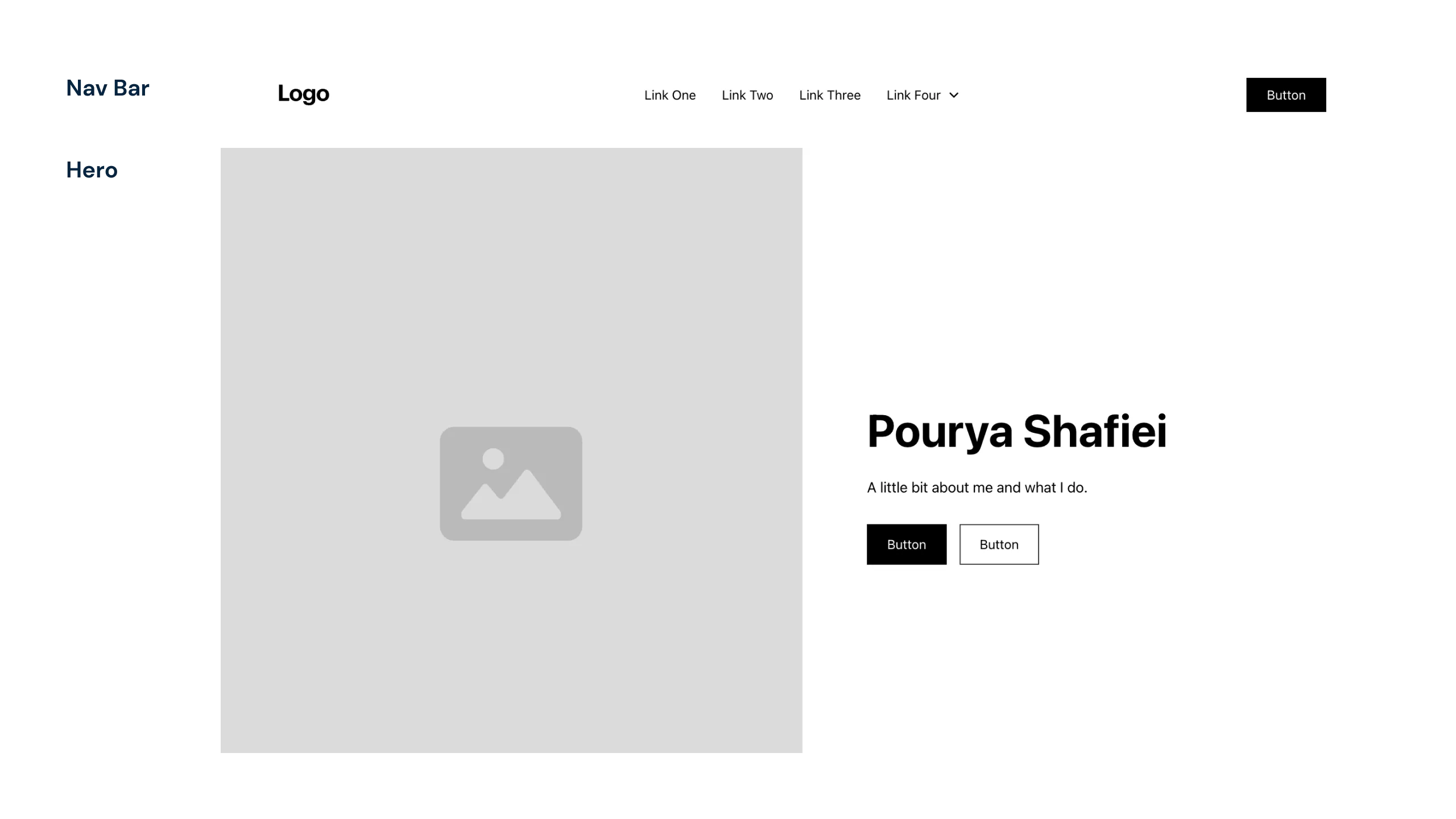 Pourya's wireframes for nav bar and hero