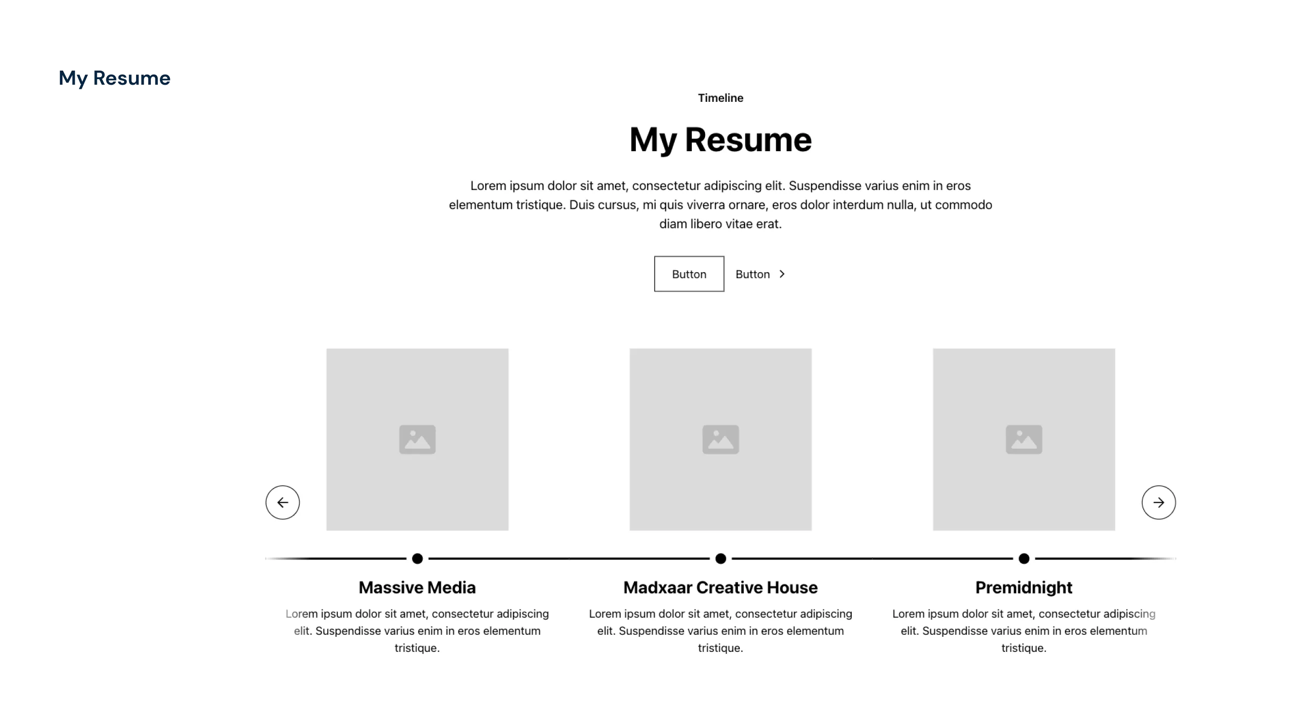 Pourya's wireframes for the Resume section