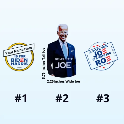 3 Joe Biden free sticker designs next to each other