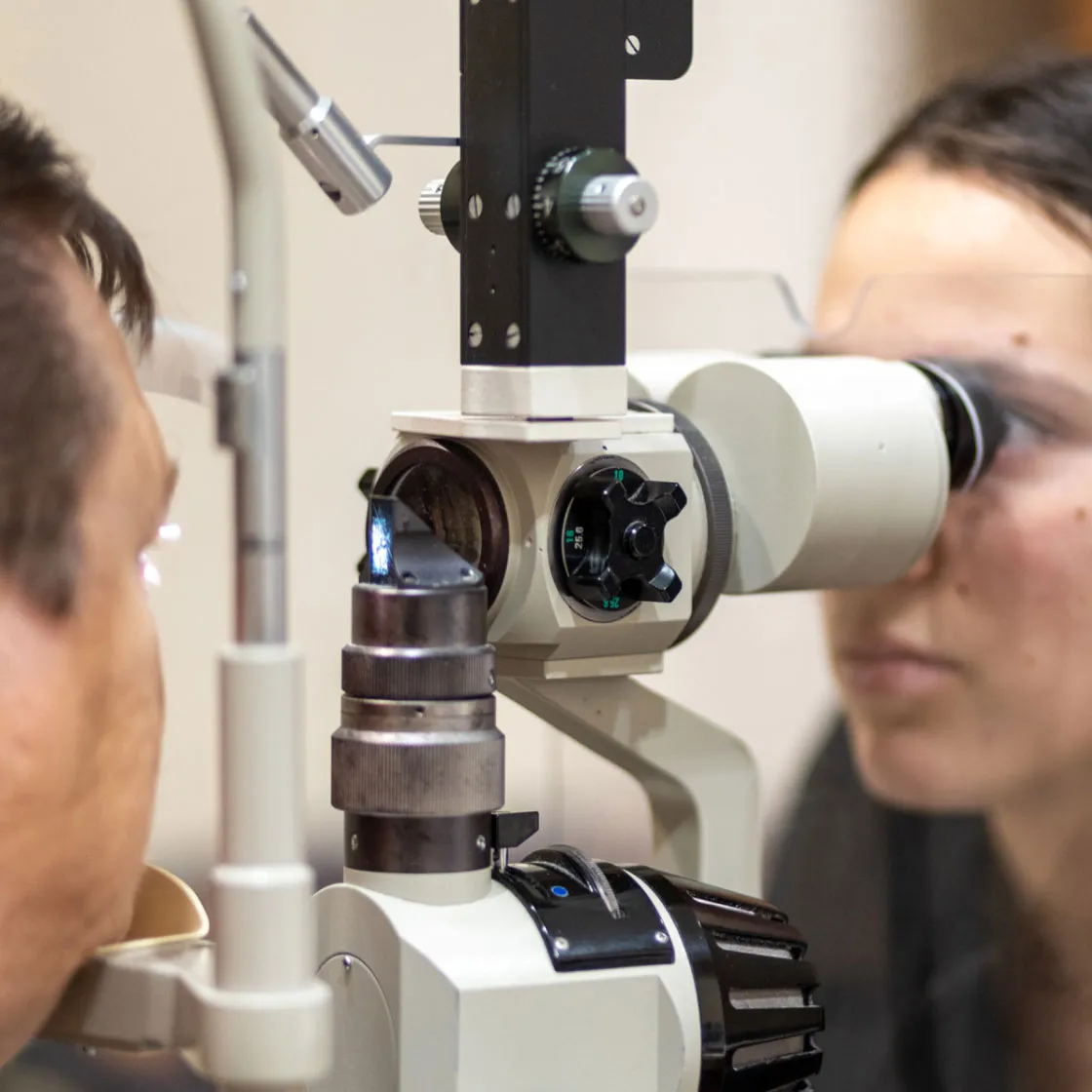 eye exam with patient