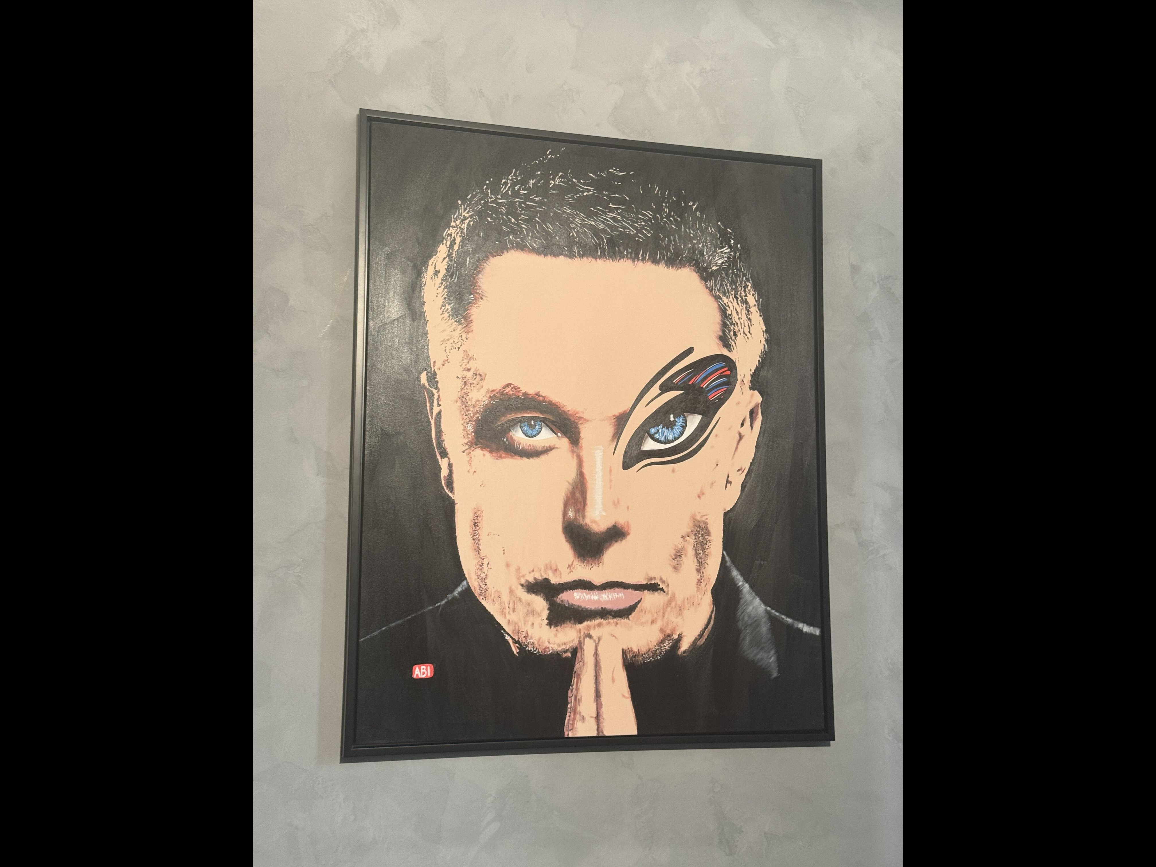 Hand-painted Elon Musk portrait by AbiFaces at Ventum Tech's Experience Centre