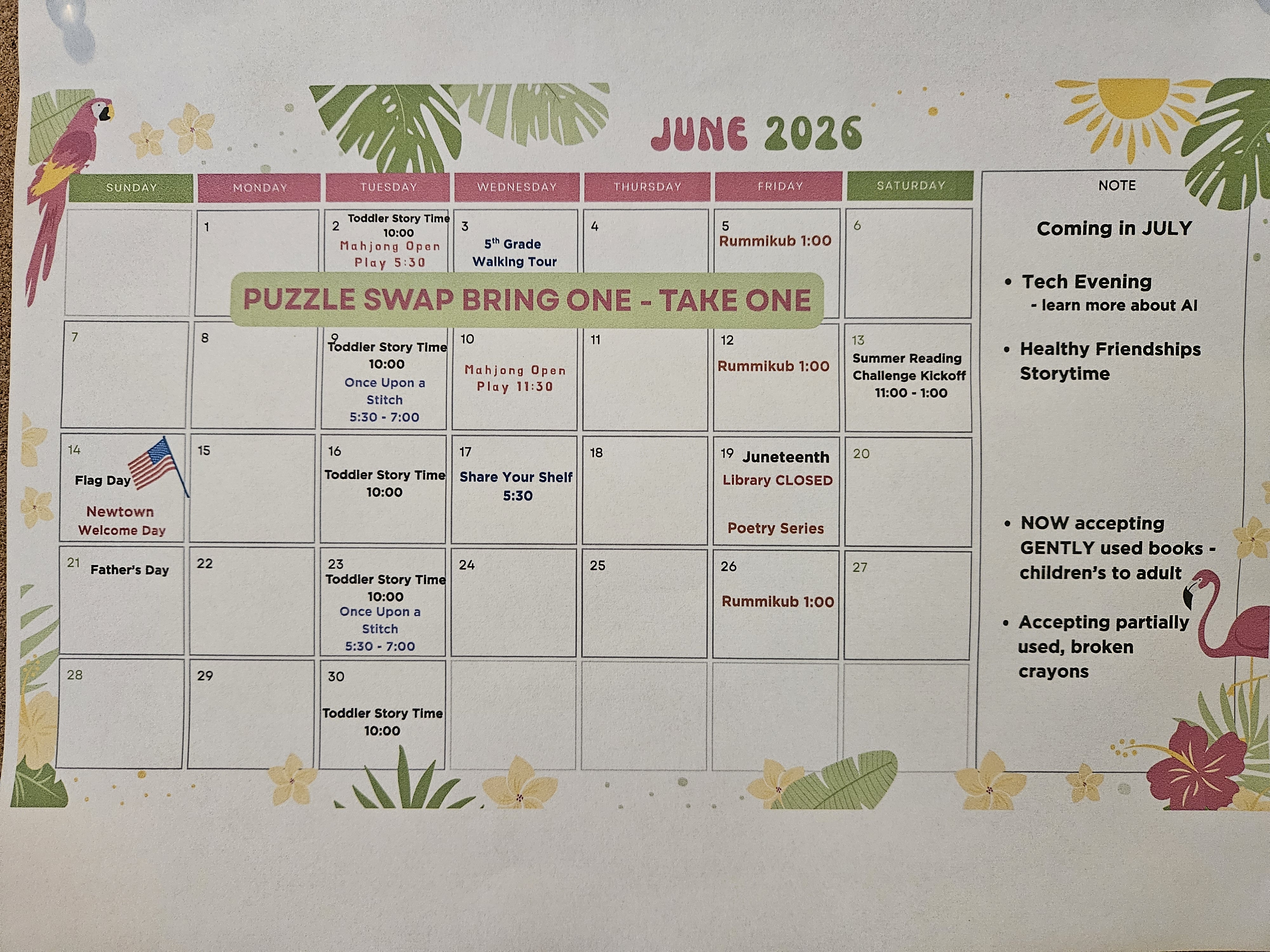 May 2026 Newtown Library Calendar of Events