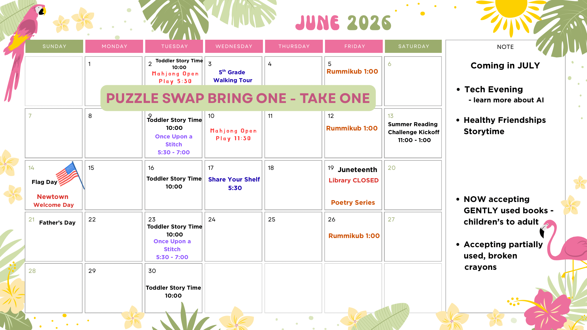 May 2026 Newtown Library Calendar of Events