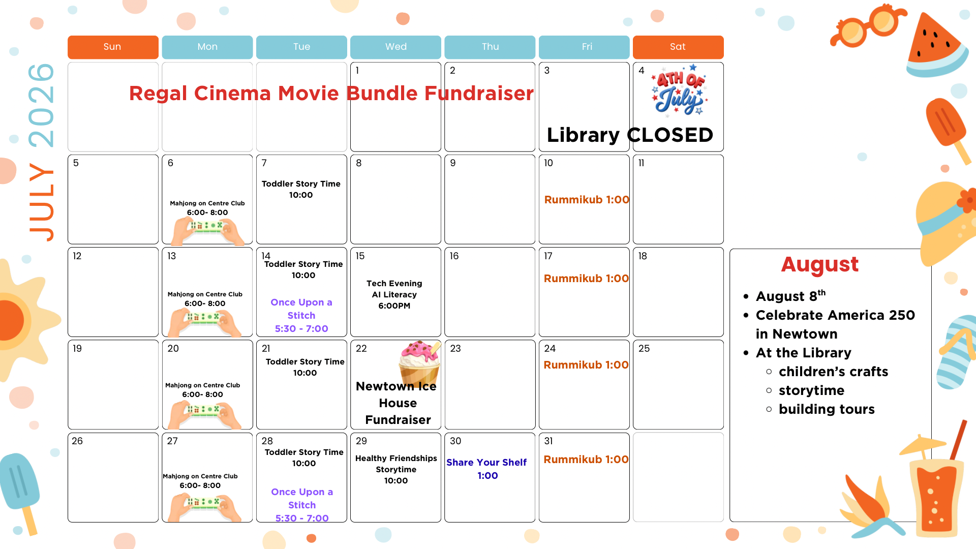 May 2026 Newtown Library Calendar of Events