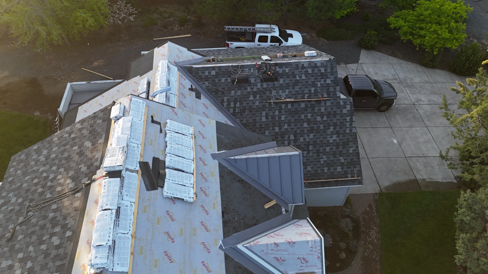 Scott's Roofing team installing roof