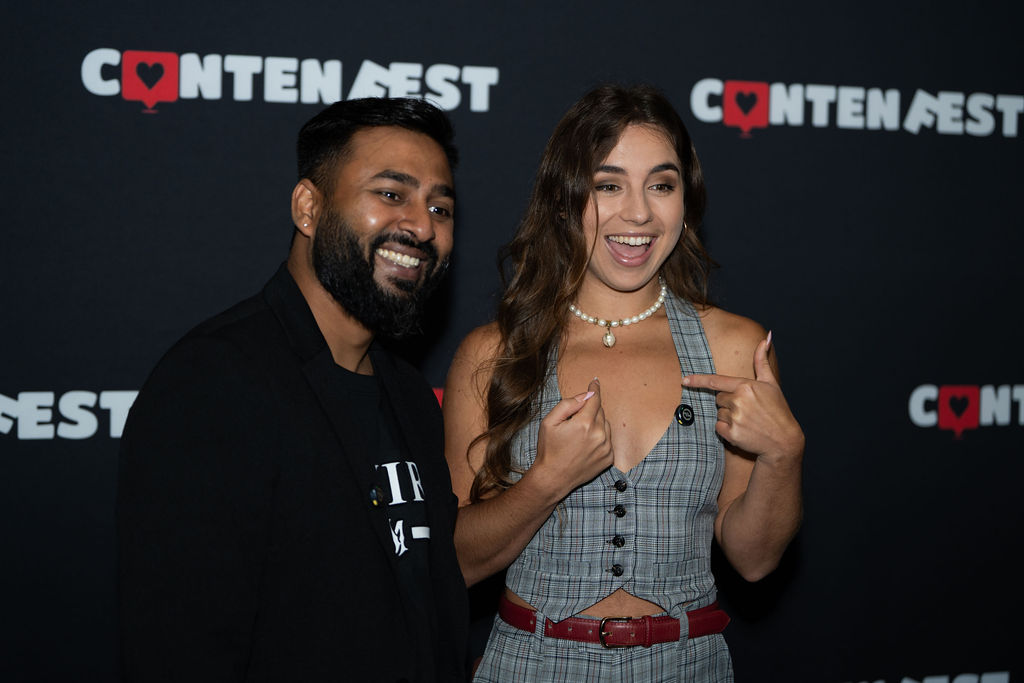Attendees at the ContenFest photo wall