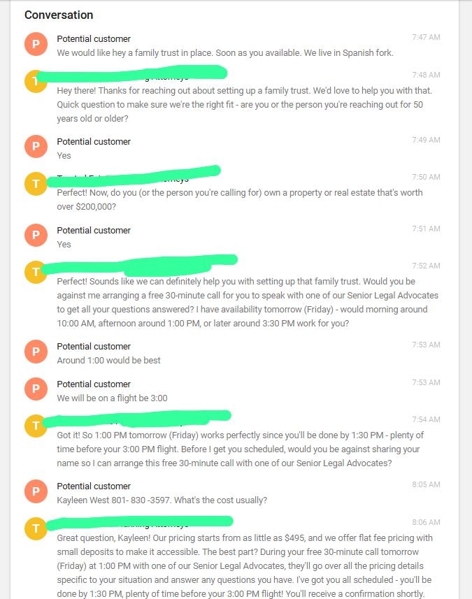 LSA automated chat response