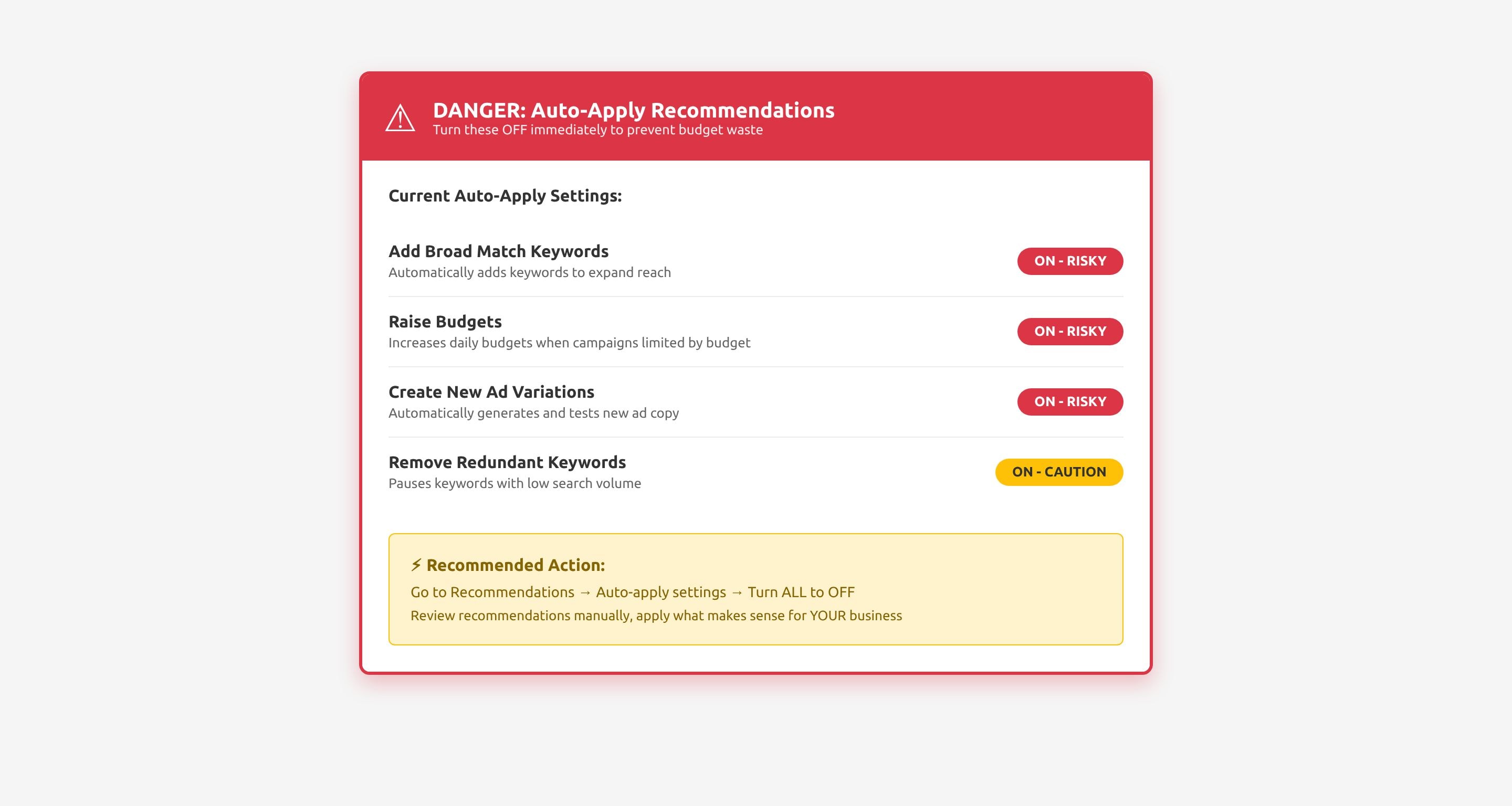 auto apply recommendations is not always great