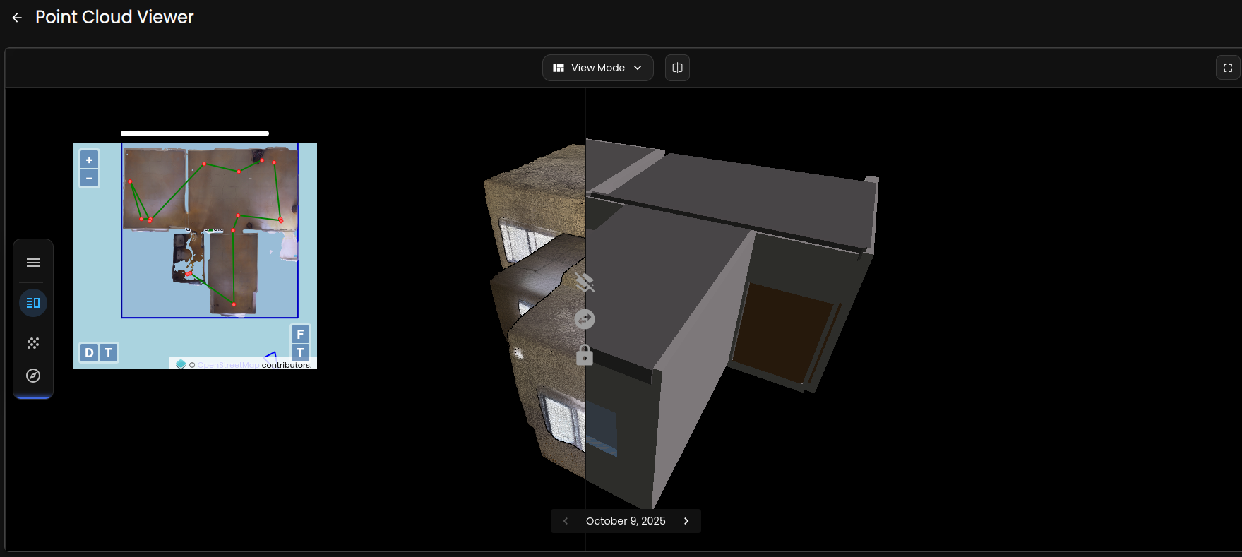 A person uses a 360-degree camera to create a 3D model of a space.