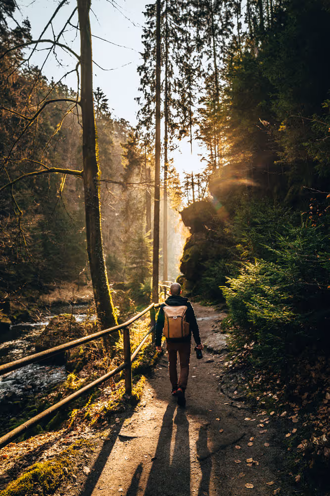 hiker in bohemian switzerland