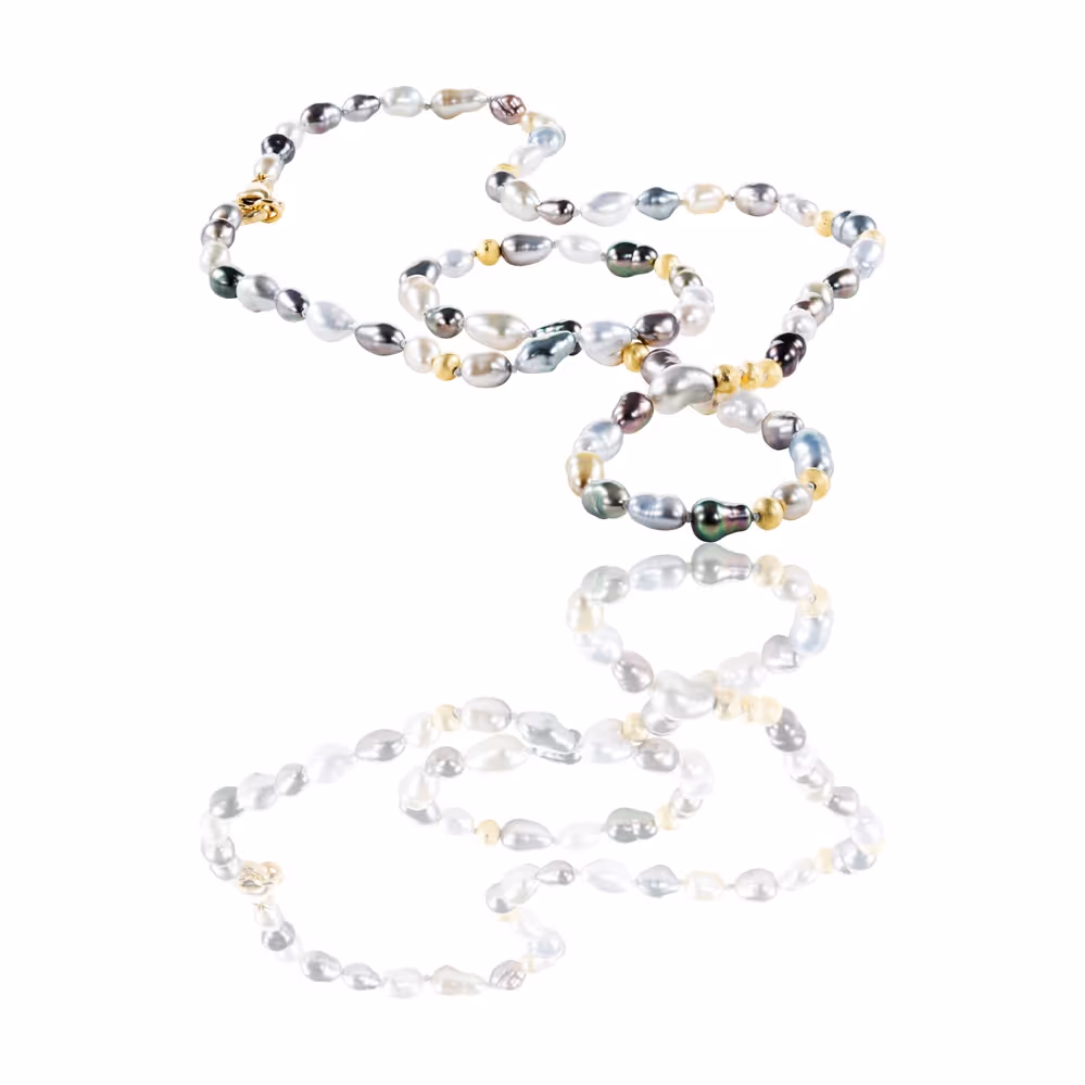 Necklace Tahitian pearls Keshi