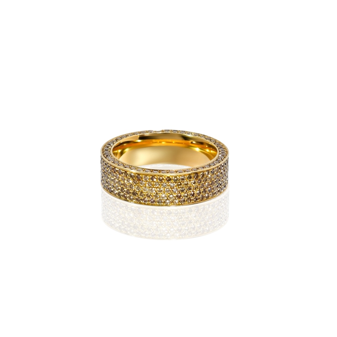 Pavé-Ring mit naturbraunen Brillanten 
