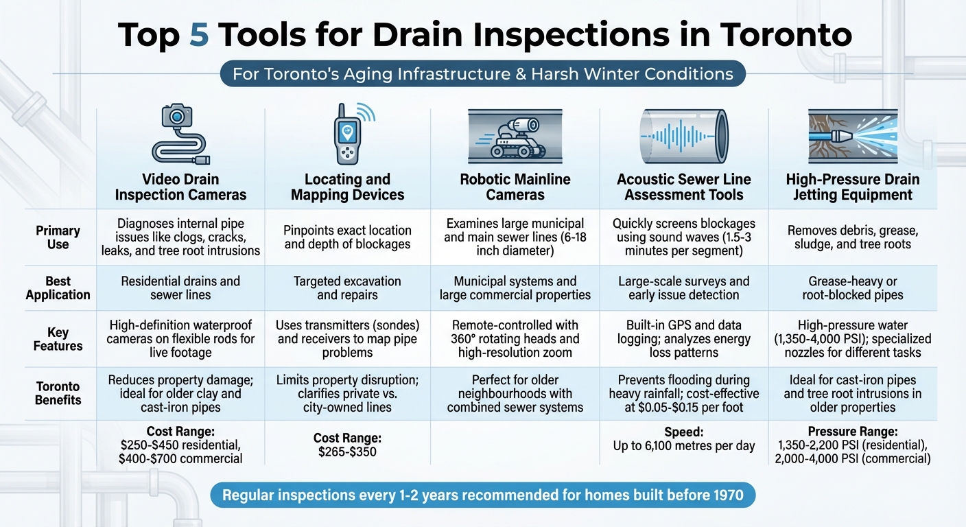 Comparison of 5 Drain Inspection Tools for Toronto Properties