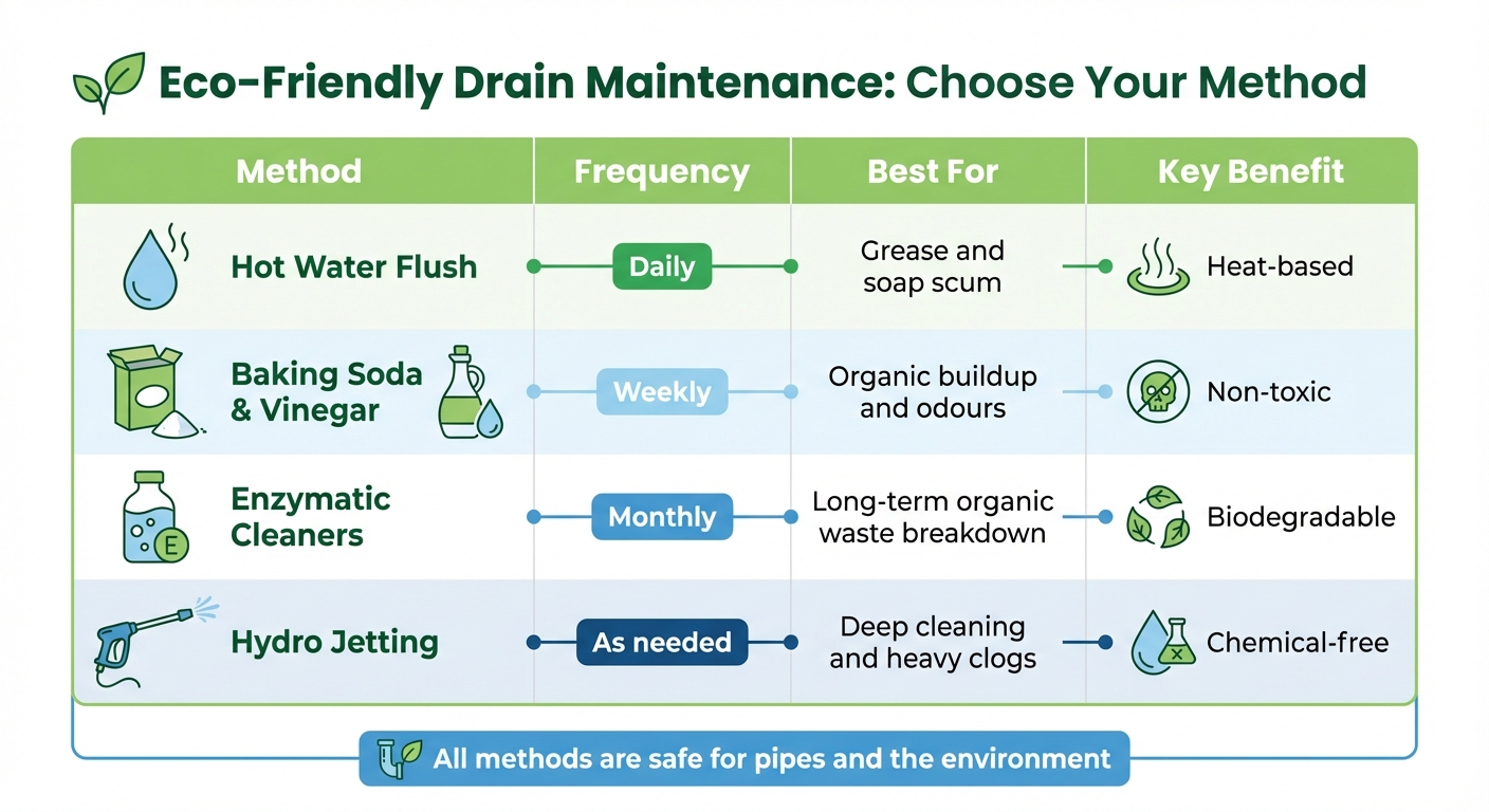 Eco-Friendly Drain Maintenance Methods Comparison Chart