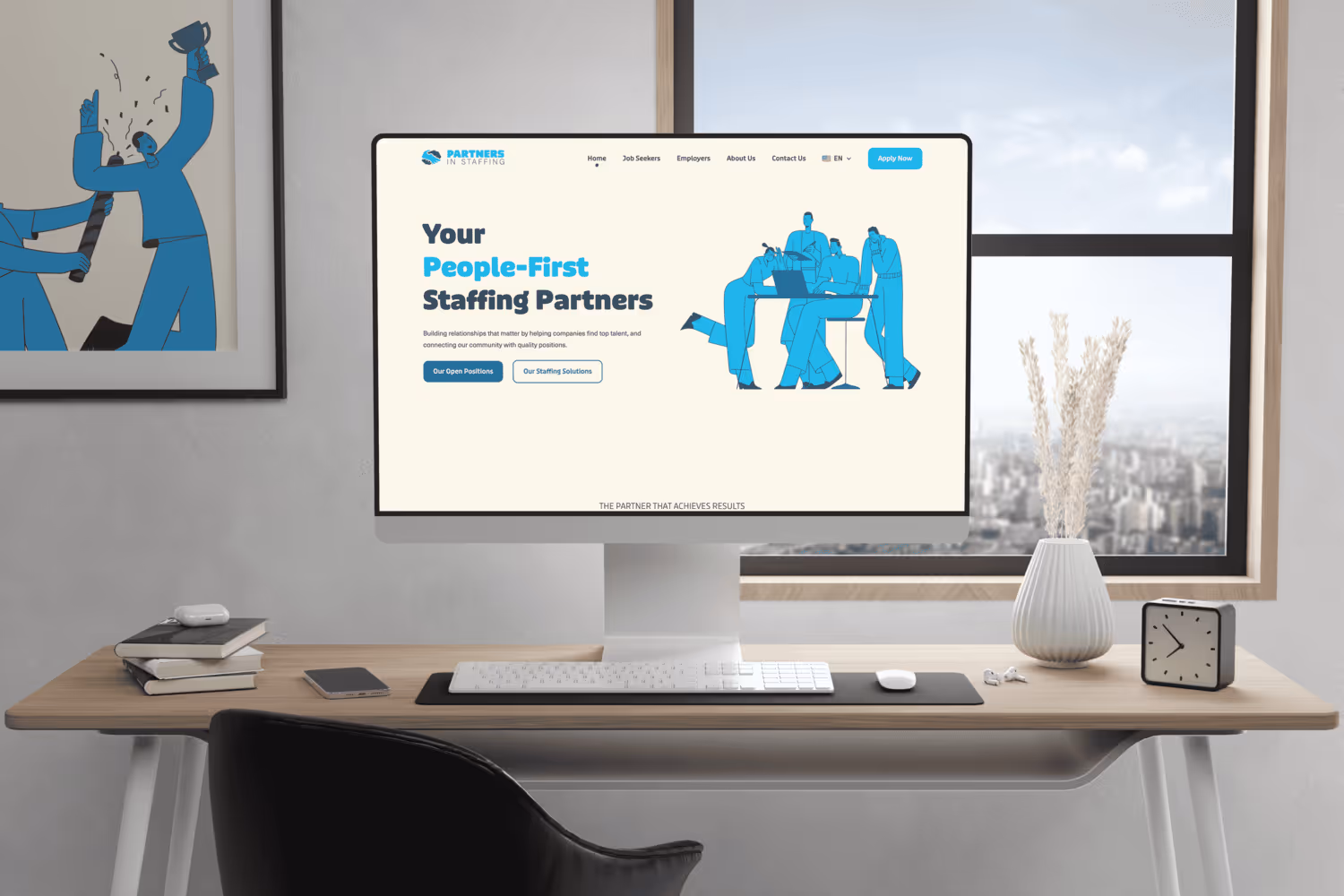 Partners in Staffing website on iMac desktop
