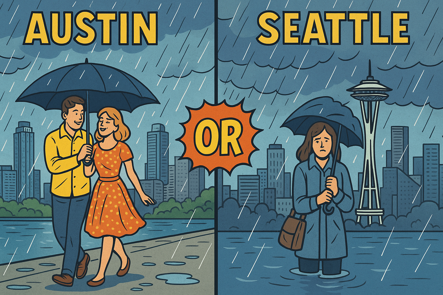 Austin or Seattle? It's been a rainy summer!
