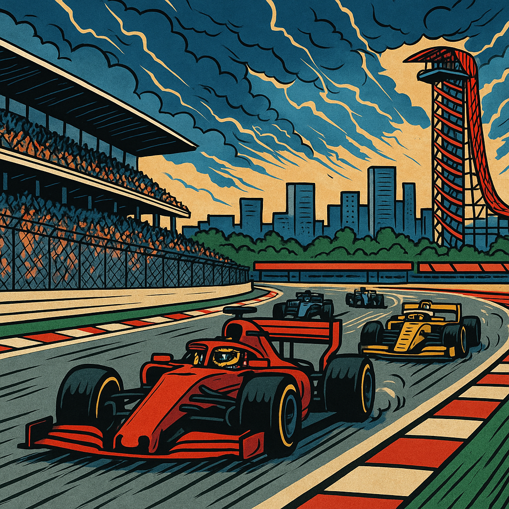 F1 cars racing at COTA