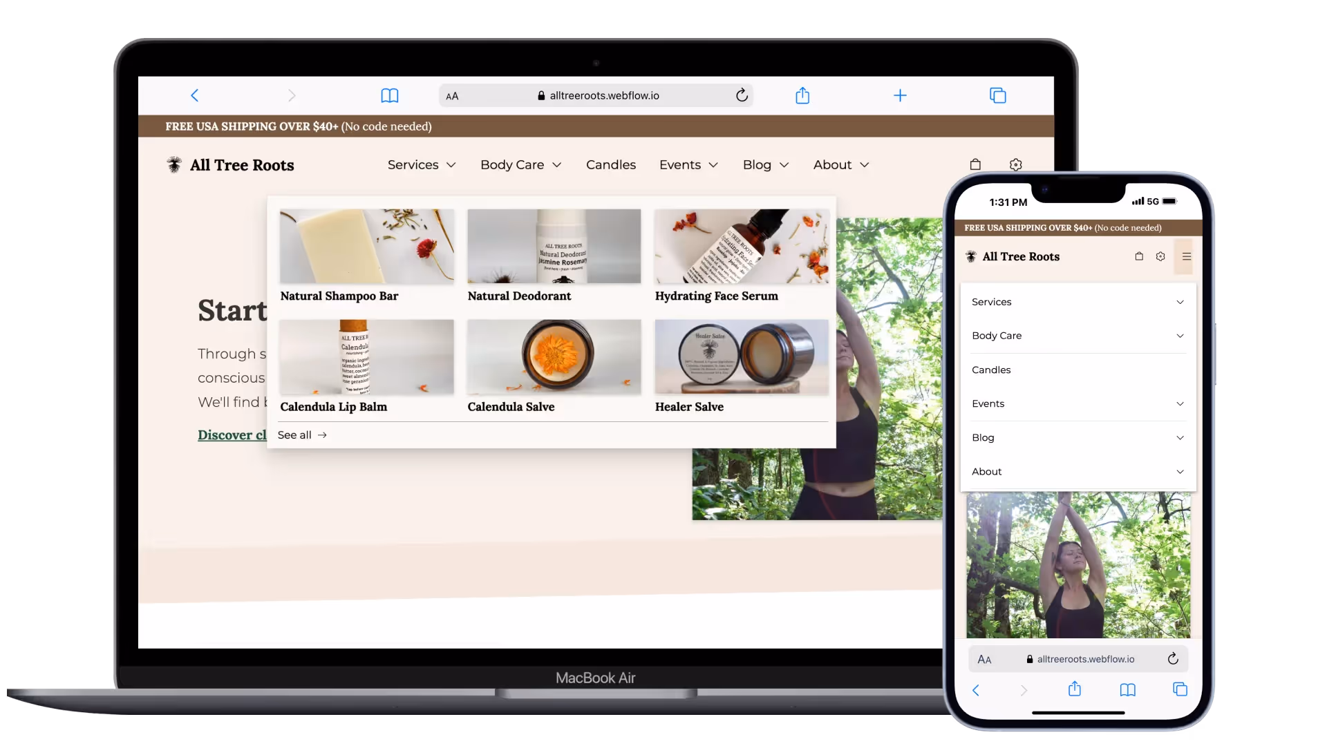 Screenshot of a website navigation menu designed to help users access content and products easily.