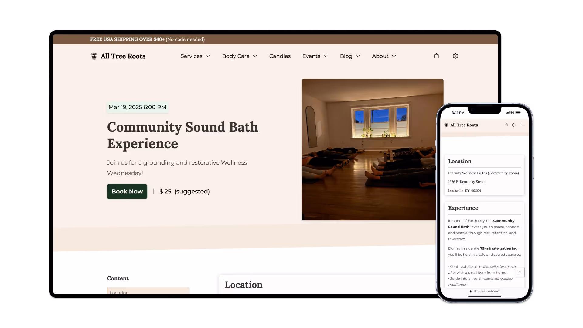 Screenshot of an event listing page with options to book and pay, enhanced by structured data for SEO.