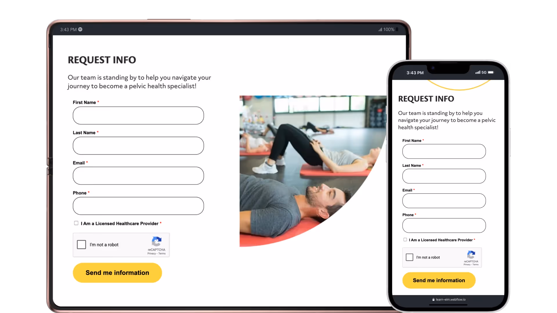 Screenshot of a lead capture form connected to Salesforce for automation and attribution tracking.