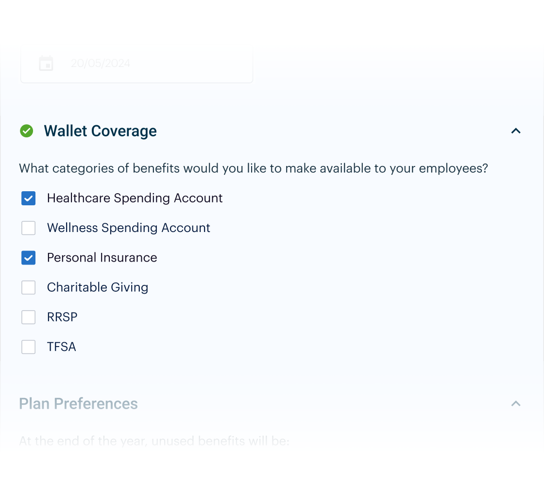 BeniPlus Wallet coverage benefit category selection panel