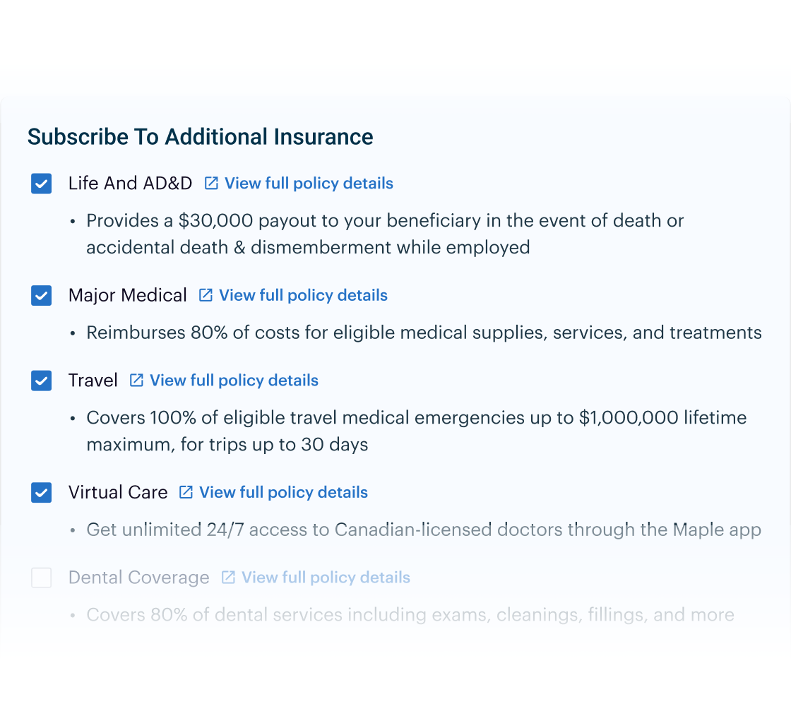 BeniPlus additional insurance and executive benefits panel