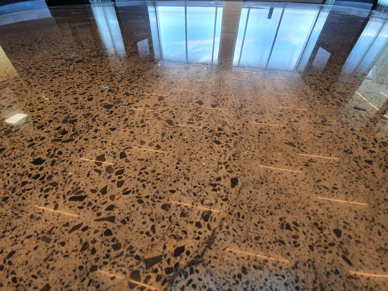 PwC Tower CBD Floor Restoration - polished concrete floor