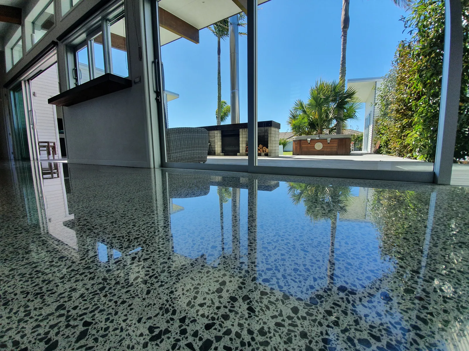 Howick Home Floor Refurbishment - polished concrete floor