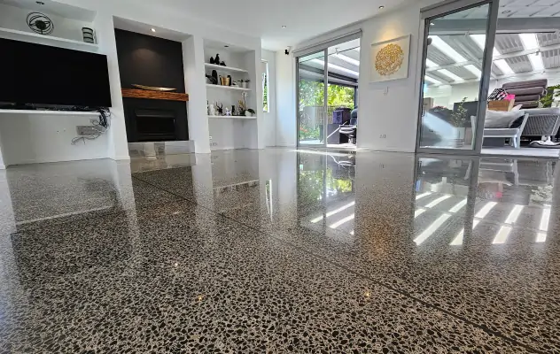 Polished concrete floor with decorative joint pattern in Greenhithe, North Shore
