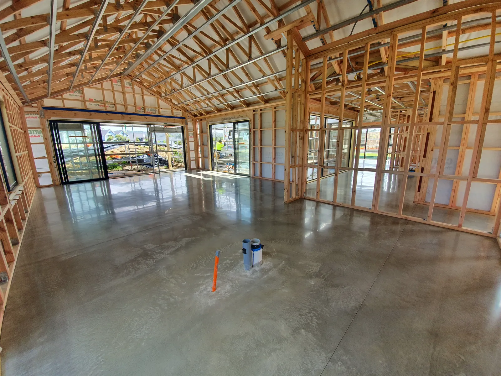 Diamond Shine Concrete polished concrete floor across a large open-plan Auckland new build during construction