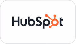 HubSpot wordmark logo with orange sprocket graphic integrated in the text.