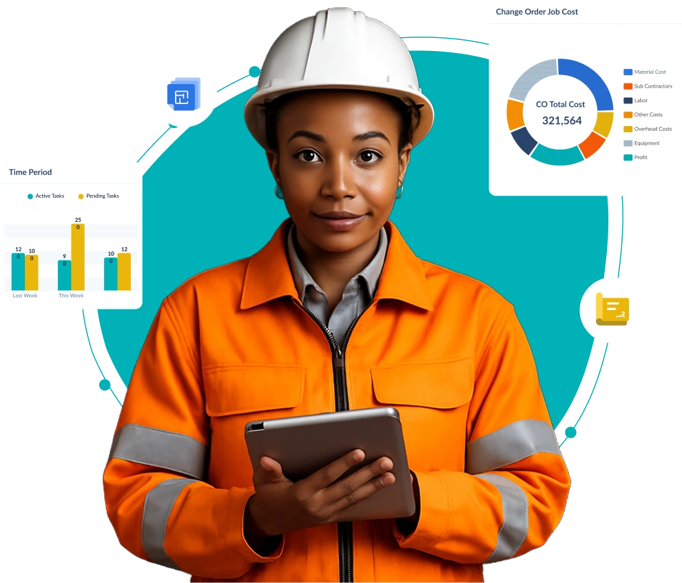 two builders using linarc software in tablet