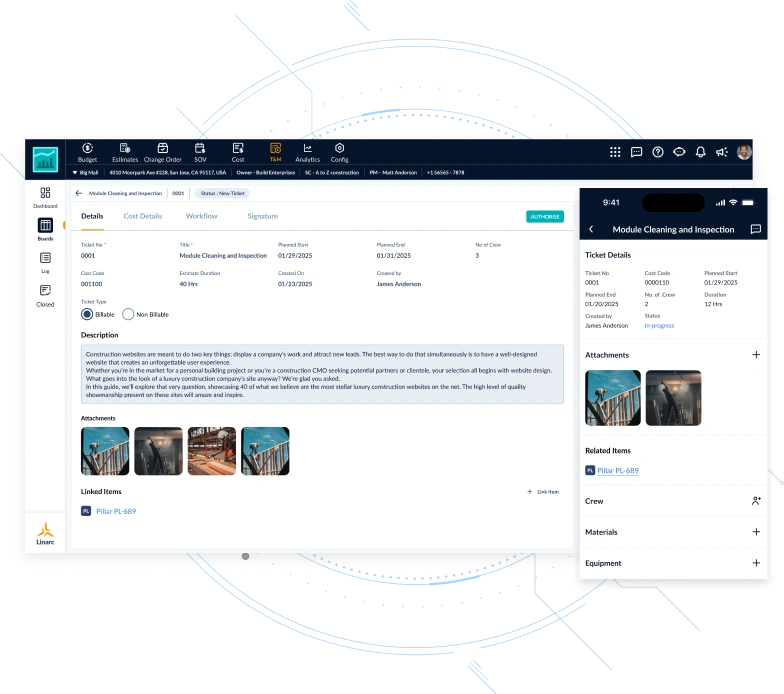 two builders using linarc software in tablet