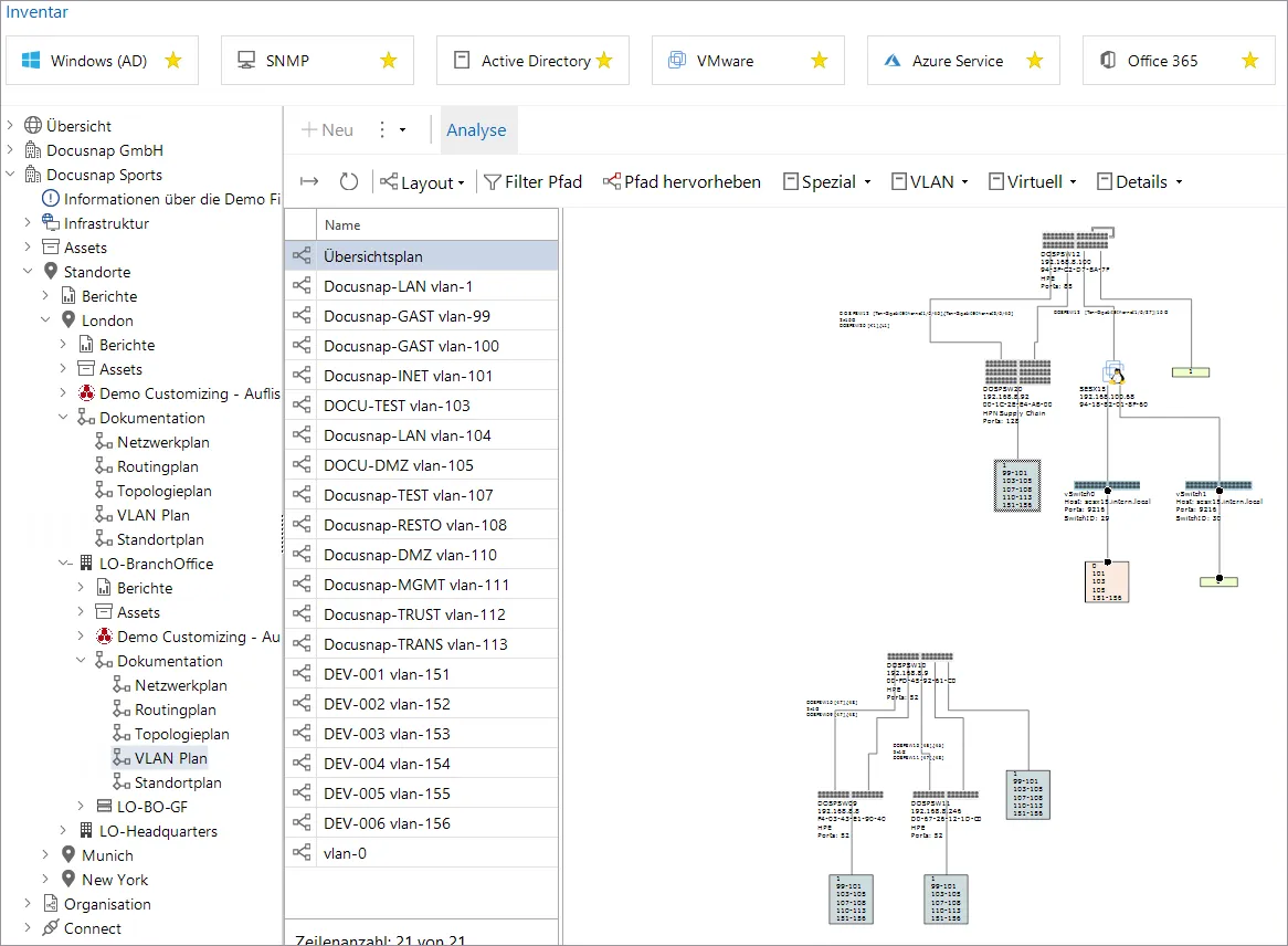 VLAN Plan in Docusnap