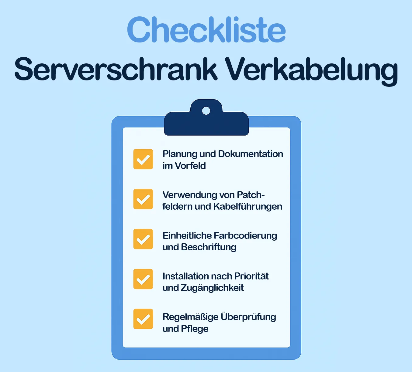 Checkliste Serverschrank Verkabelung